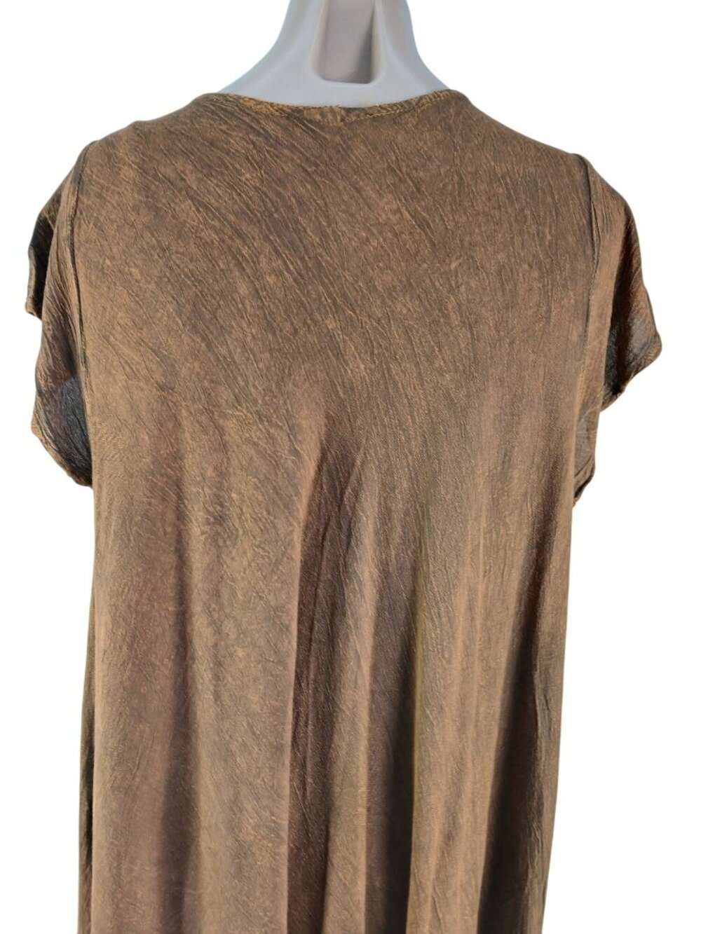 Riviera Sun Womens Plus Size Brown Embroidered Tunic Dress Size 2X Lace Up Boho - Picture 5 of 11